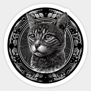 Cute Black and white Domestic cat Sticker